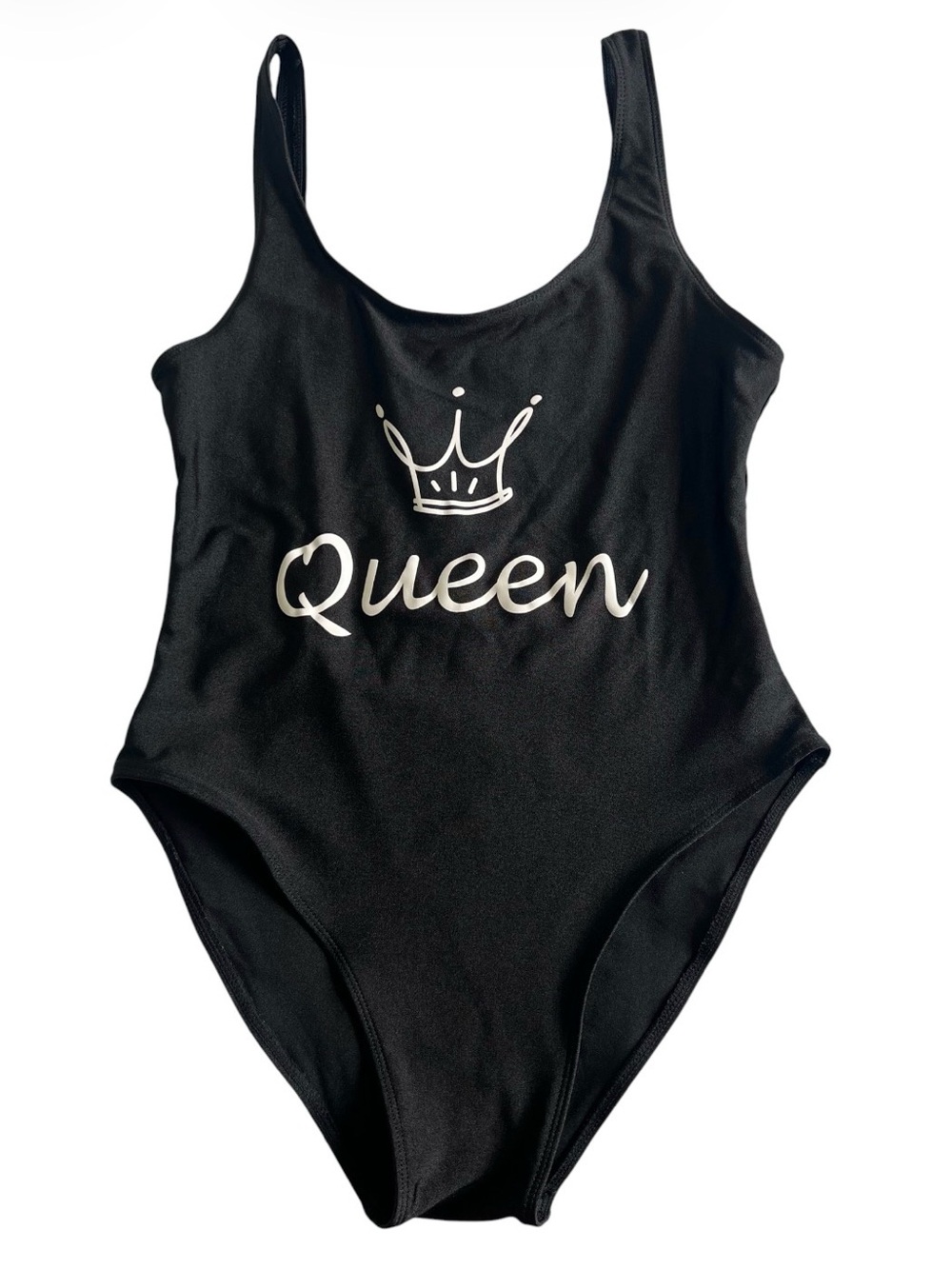 Queen Graphic Black One-Piece Swimsuit - Women Swim